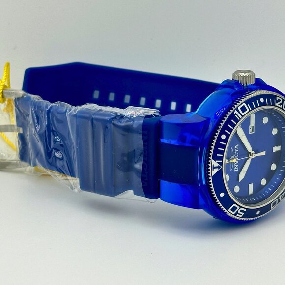 BRAND NEW Invicta Pro Diver Anatomic TRANSPARENT Blue strap Blue Case Watch - Picture 5 of 8